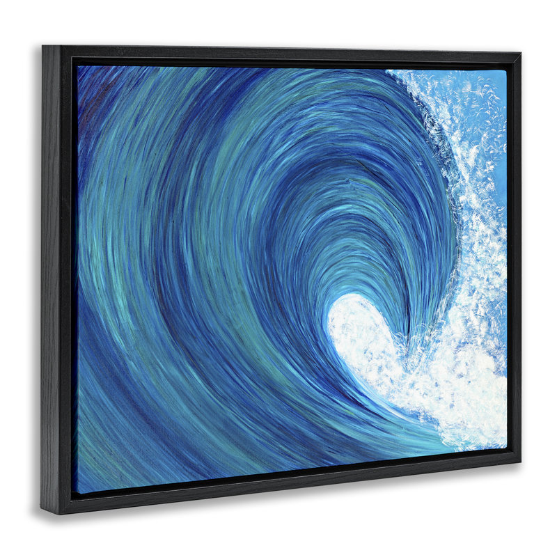 «Swirling Ocean Wave» par Megan Morris, Cadre flottant noir de jais, H 17 po x l 21 po