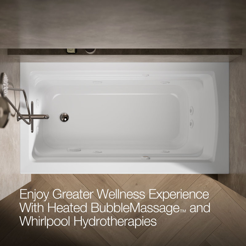 Archer® 60-in X 32-in Integral Apron Whirlpool  Heated Bubblemassage Air Bath with Left-hand Drain, Left, White