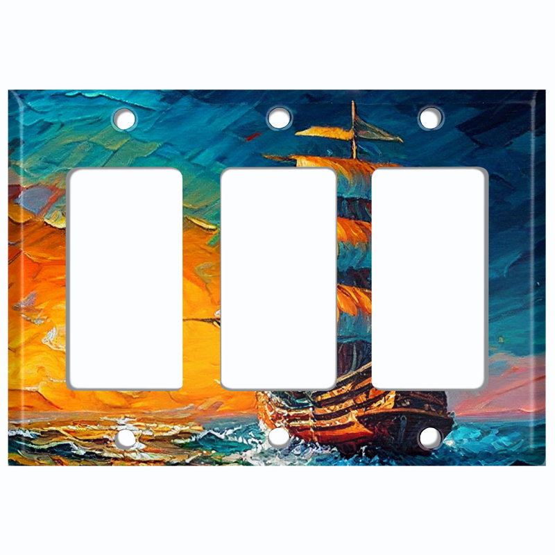 Copper Rust Patina Teal Print 3 - Gang Toggle Light Switch Standard Wall Plate