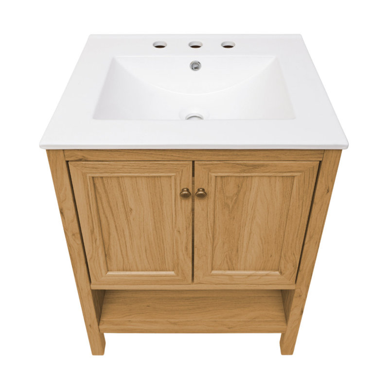 Château 24" Freestanding Bathroom Vanity Oak with Sink Top, White, 4" Centers, Golden