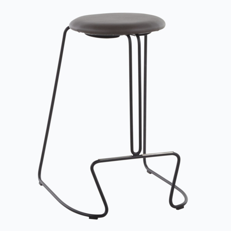 Tabouret de comptoir contemporain en acier et similicuir par Lumisource - ensemble de 2, Gris foncé, Gris