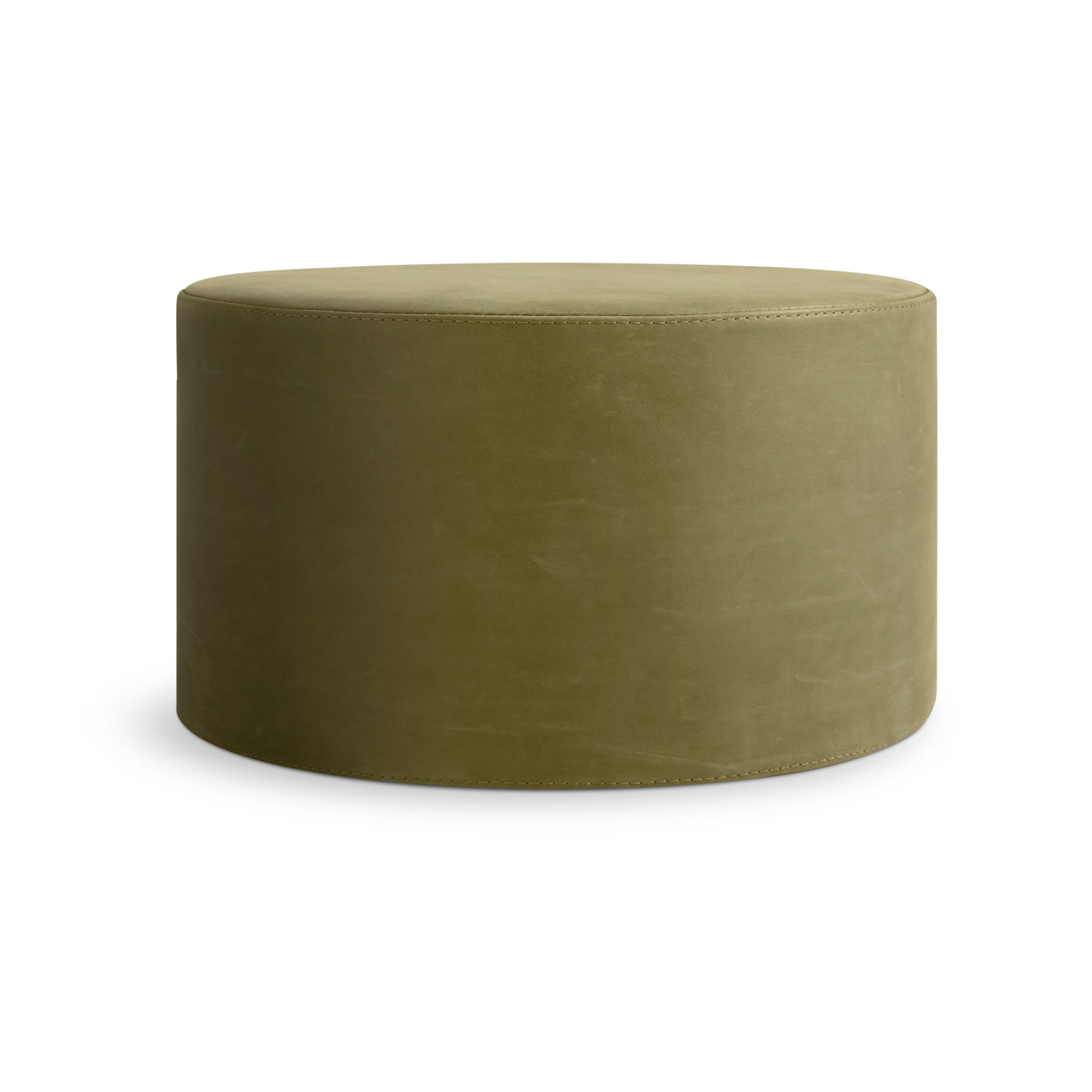 Bumper Upholstered Ottoman, Loden Green Genuine Leather