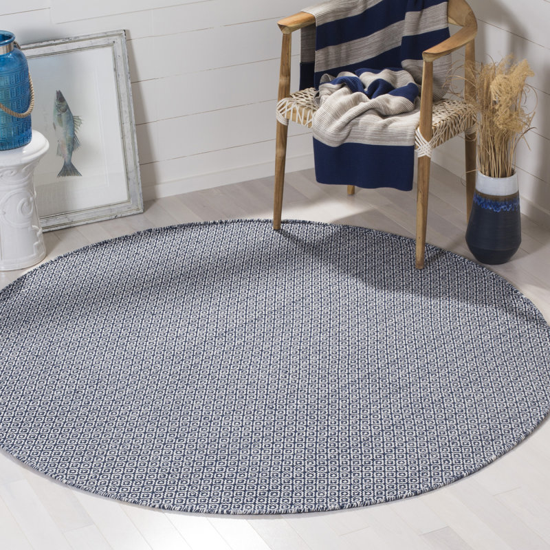 Absaln Hand Woven Cotton Geometric Rug, Round 6'