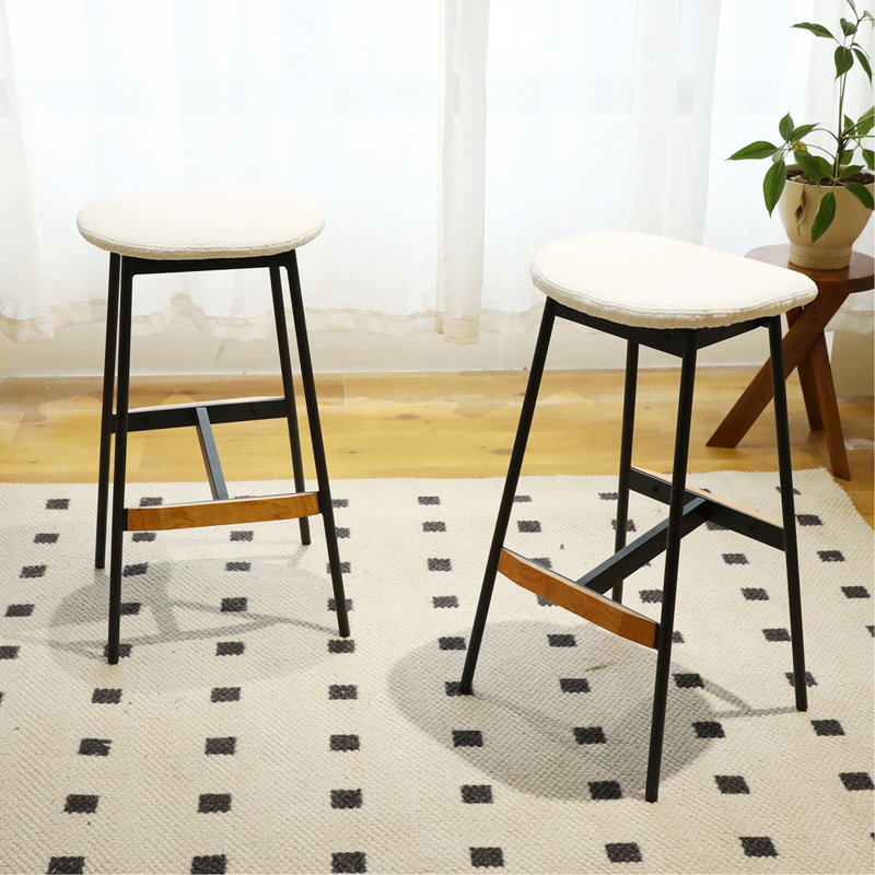 Ensemble moderne de 2 tabourets de bar, tabourets de bar confortables et élégants, rembourrés de tissu doux, sans dossier pour la cuisine et les chaises de bar de la salle à manger