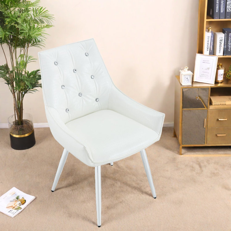 Fauteuils d'appoint modernes en similicuir, pieds en métal chromé, pour salle à manger et bureau