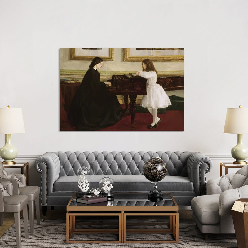 At The Piano - Reproduction d'art mural - Toile tendue, 40 po x 60 po, Toile tendue avec châssis, No Frame