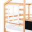 Lit superposé avec fenêtres de toit, tableau noir et rangement, lit double sur plateforme, finition en bois naturel blanc, garde-corps à profil bas, structure en 3 étapes pour dormir-2005677066