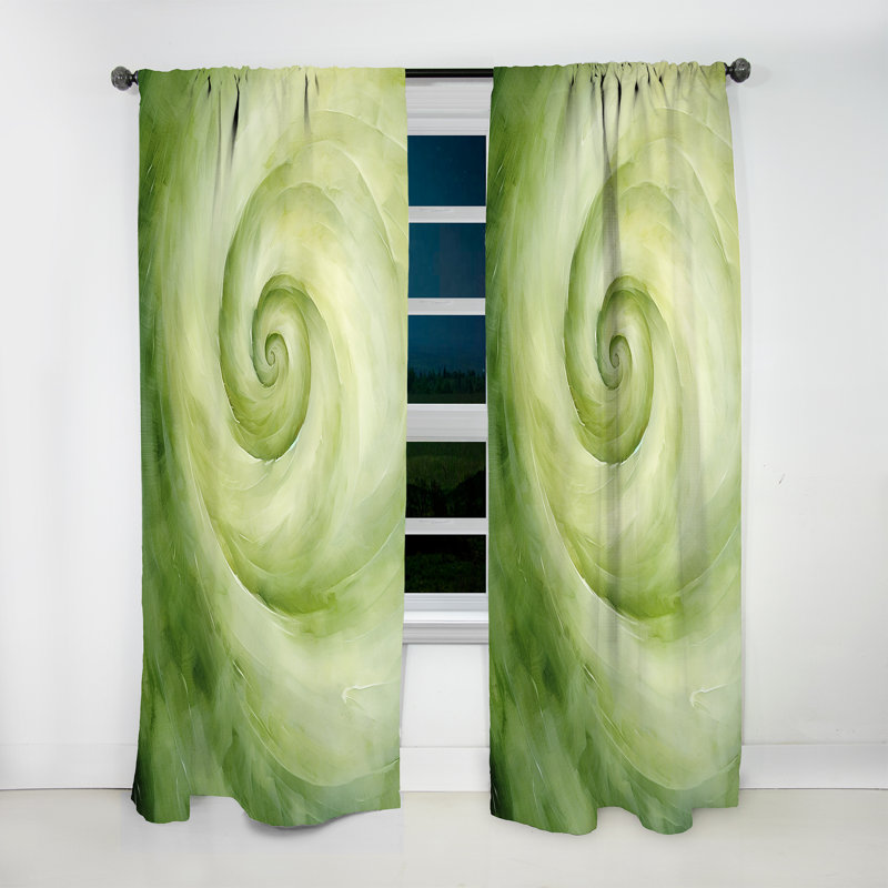 Green Serene Spiral Dreams - Rideau à spirales abstraites - Velours obscurcissant - 1 panneau, L 52 po x L 108 po