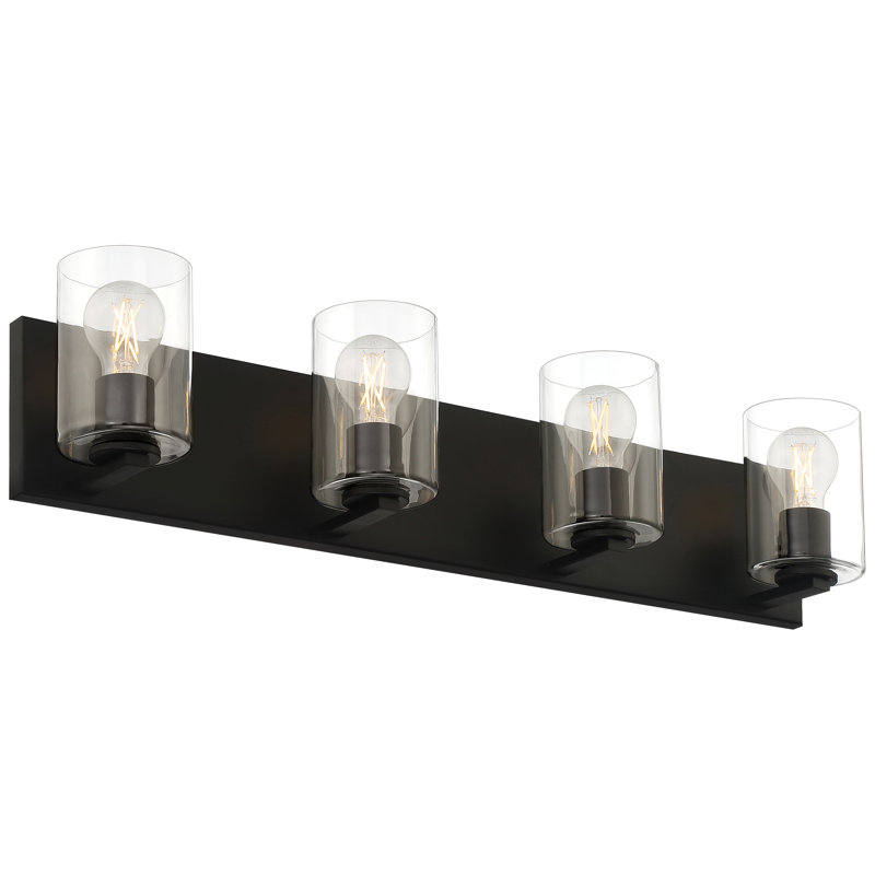 4 - Light Dimmable LED Vanity Light, Clear, Matte Black, 4