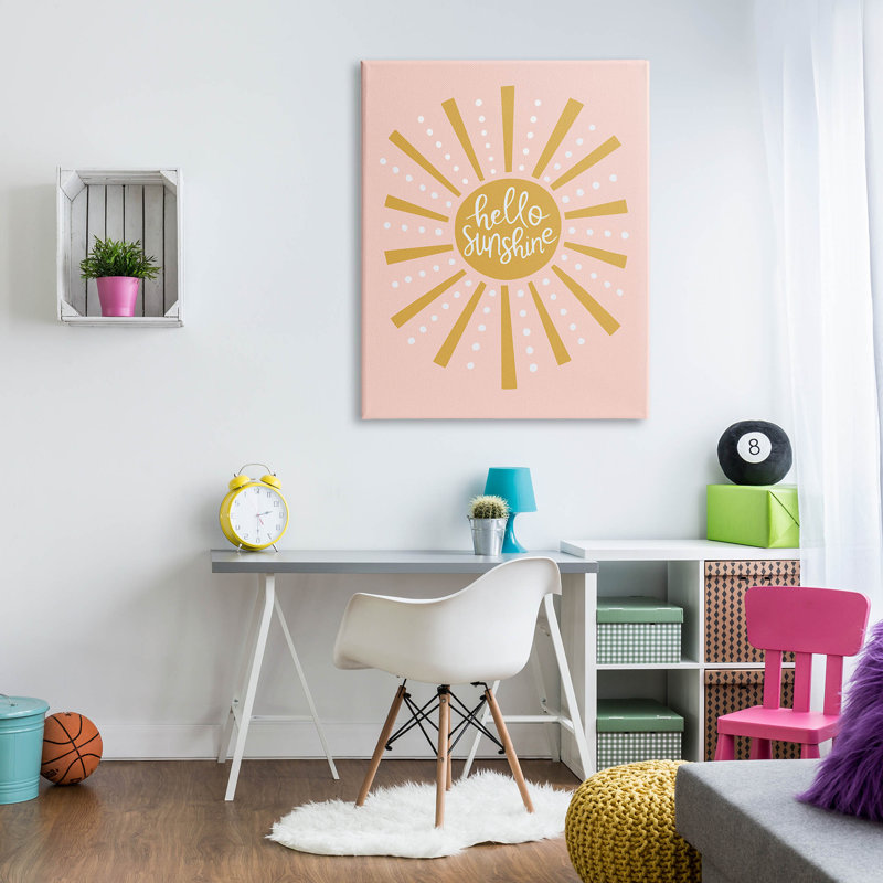 «Hello Sunshine Sun Rays», art mural sur toile par Nina Seven, H 48 po x l 36 po x P 1,5 po