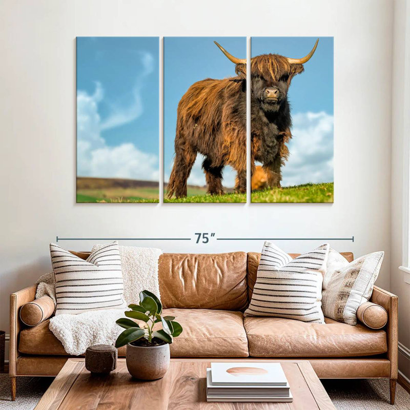 Brampt Dark Haired Highland Cow, 42" H x 65" W