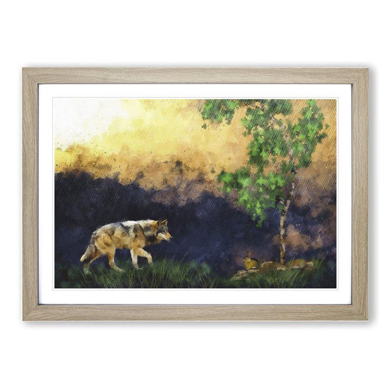 Abstract Wolf Vol.5 - Picture Frame Graphic Art, Oak Framed, 27cm H x 36cm W x 2cm D