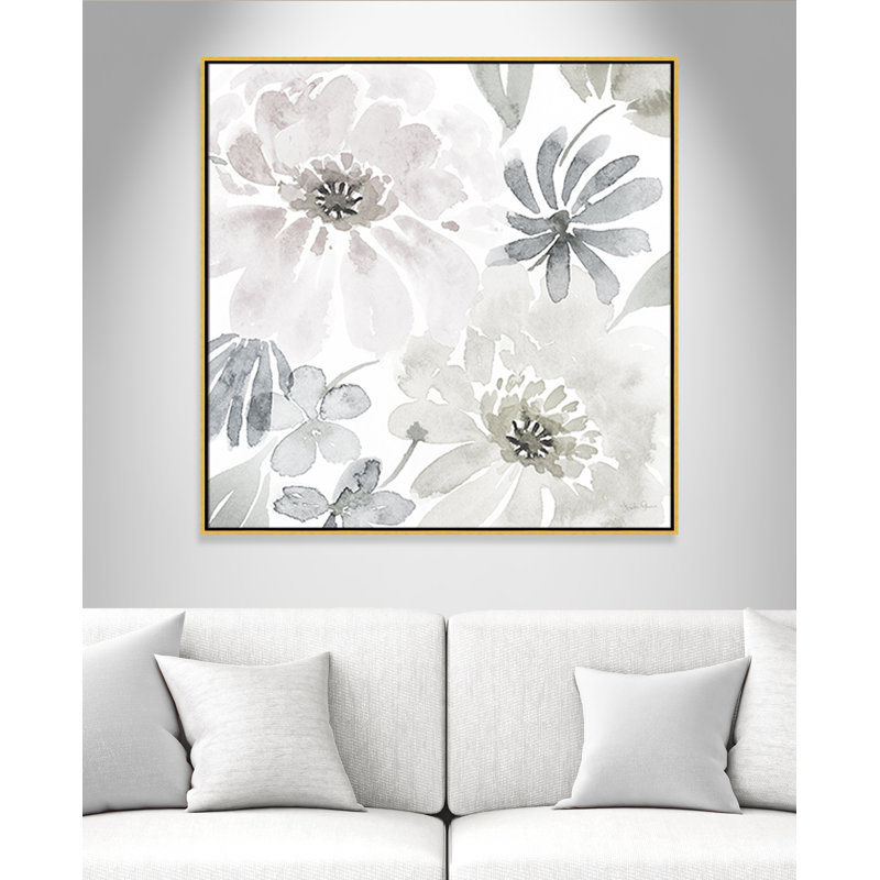 «Soft Bloom», reproduction encadrée sur toile par Kourtni Gunn, H 41,5 po x l 41,5 po x P 2 po, Or