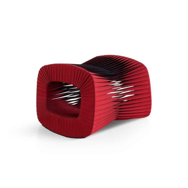 Seat Belt 24" Wide Ottoman, Red Cotton