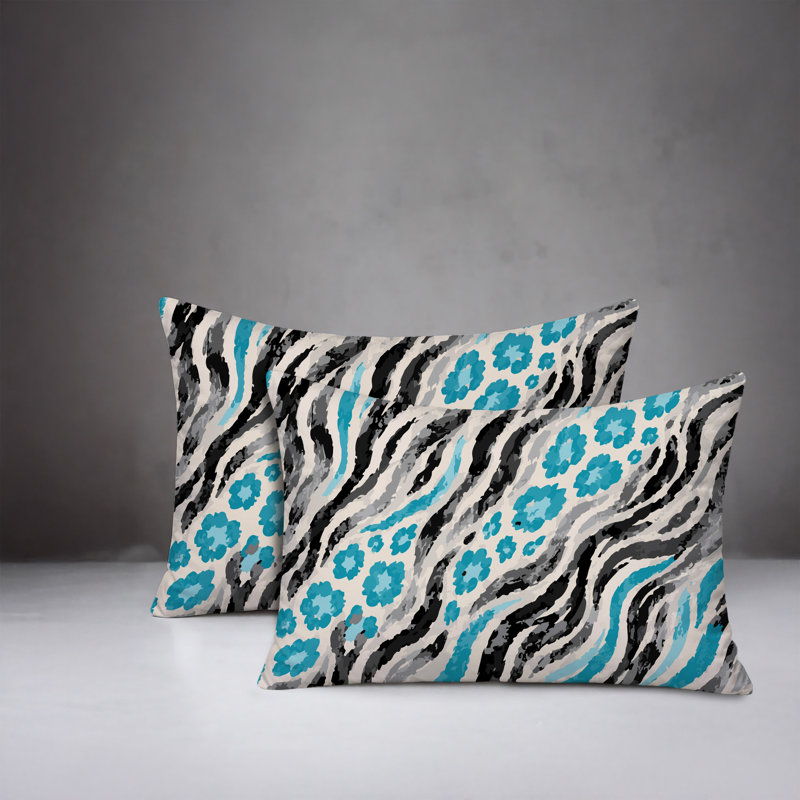 Oreiller réversible intérieur / extérieur Blaine, 20x14, Turquoise