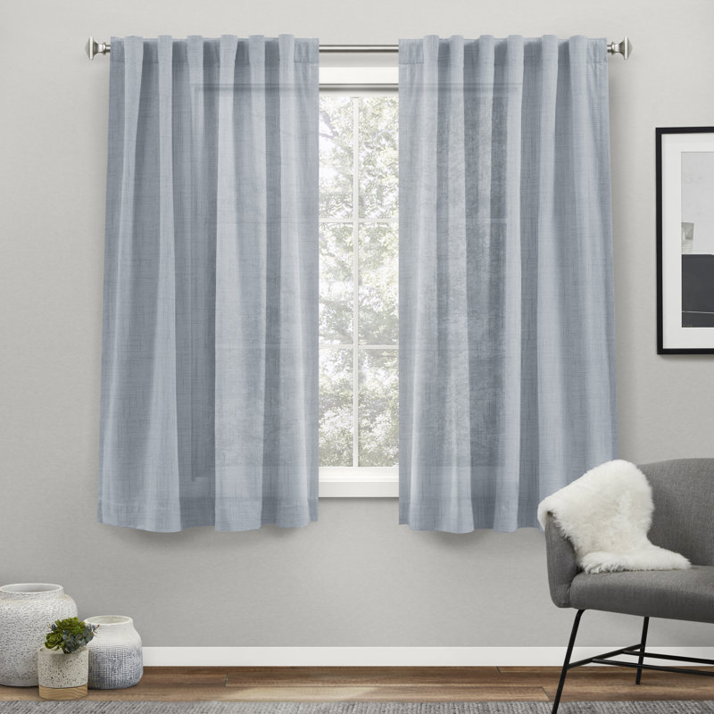 Paire de rideaux semi-transparents Leon, l 54 po x L 108 po, Bleu