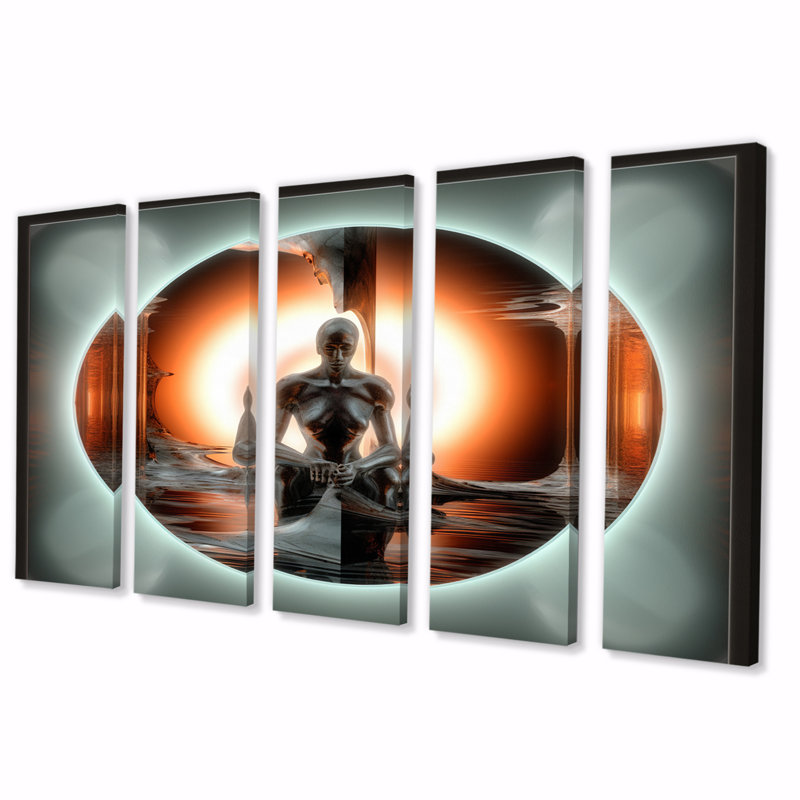 A.I. Sci-Fi Dreams Of Singularity I - Robot Wall Art Living Room - 5 Equal Panels