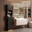 Freestanding Barber Station for Hair Styling with Tool Holders, Wooden Salon Cabinet with Drawer and Open Shelves, Makeup Organizer for Professional Salon, Spa and Home-964741833