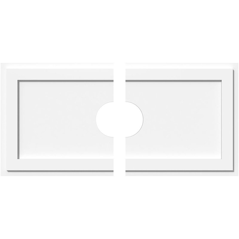 Médaillon de plafond rectangulaire contemporain en PVC de qualité architecturale, H 1 po x l 38 po x P 19 po