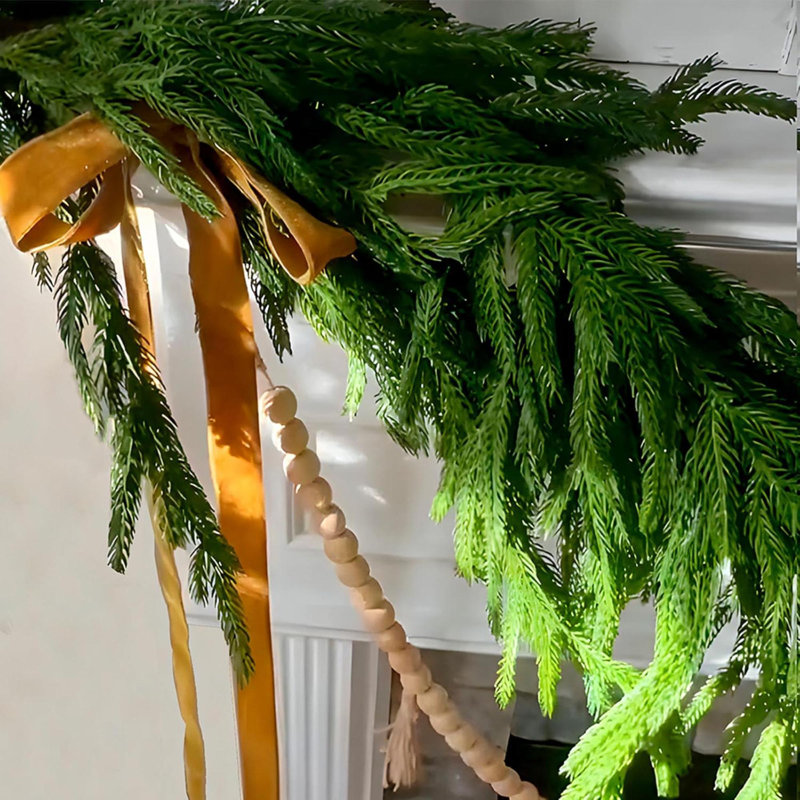 6 Ft Realistic Norfolk Pine Green Garland for Indoor Outdoor Decor