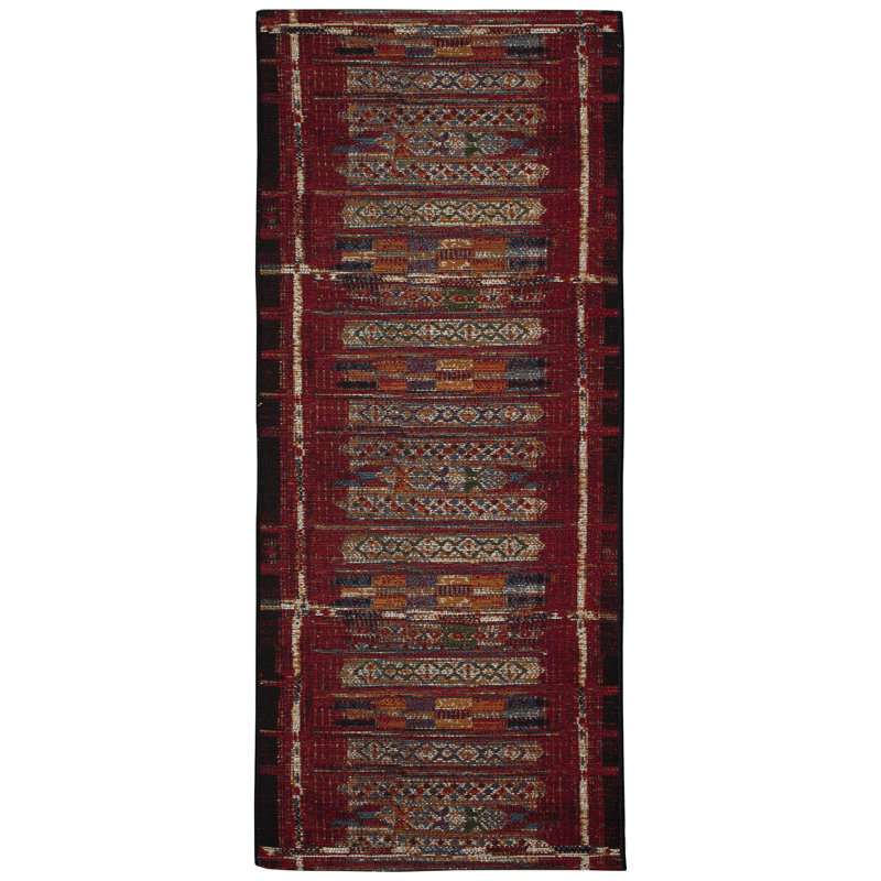 Tapis de cuisine Lakedia, Tapis de couloir 1 pi 11 po x 4 pi 11 po, Rouge