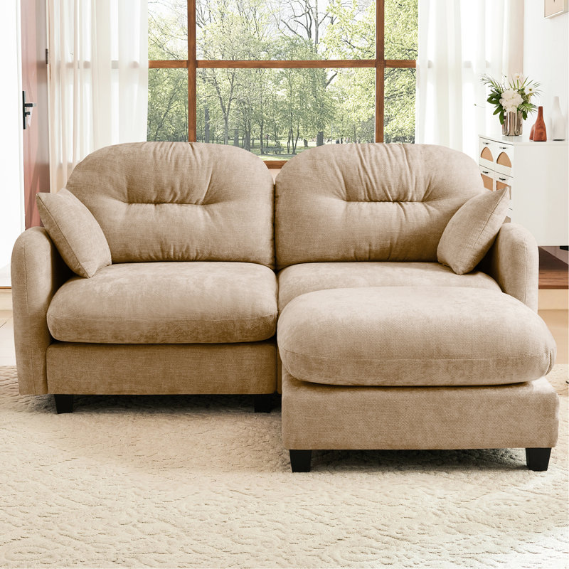 2, modulaire en forme de L en nuage, chameau, chenille, mousse haute, conception, tissu chenille pour chambre à coucher,