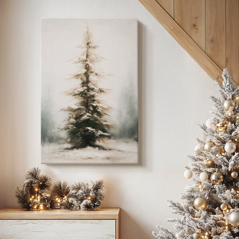 Nuit de sapin perlé - Toile tendue avec châssis de qualité supérieure, H 48 po x l 32 po
