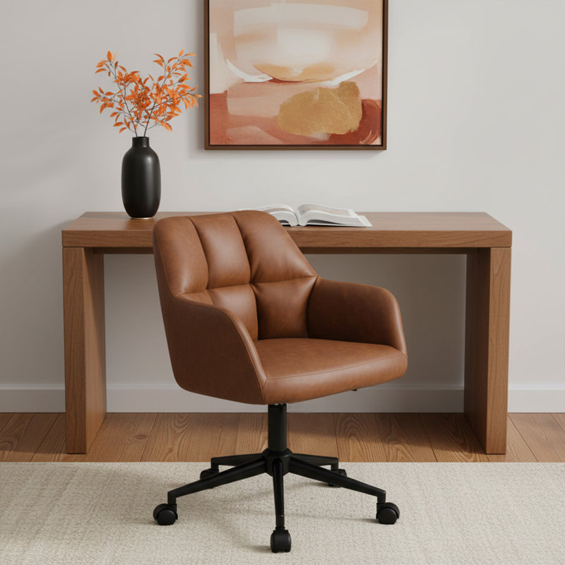 Chaise de bureau en similicuir Comfy, Brun