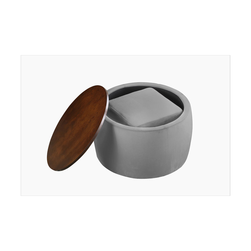 Ensemble de repose-pieds rond avec rangement, combinaison 2 en 1, table basse ronde, Gris