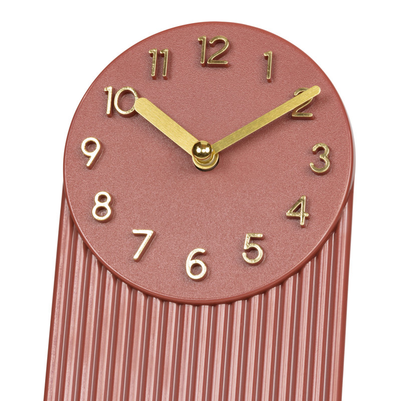 Horloge de table à quartz Grooves, rouge brique, Rouge