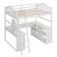 Lit mezzanine en bois avec bureau en U, compartiments de rangement et miroir à trois volets-2126219251