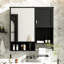 Armoire murale de salle de bain 29 po x 28 po avec miroir - tablettes réglables, rangement moderne et barre à serviettes 30,24 po, hauteur de tablette, finition noire-121364602