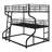 Full XL Over Twin XL Over Queen Triple Bunk Bed with Dual Ladders and Safety Guardrails, Black Metal Frame-921912135