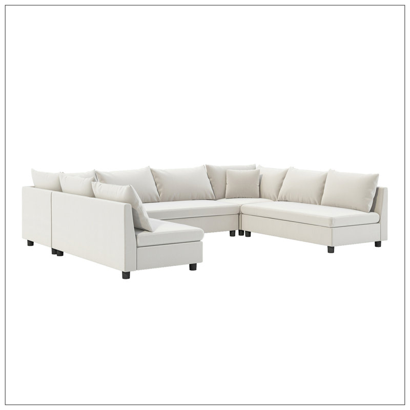 U Shaped Chenille Modular Sectional Sofa Couch Set,Oversized 8 Seat Indoor Furniture, Chenille beige