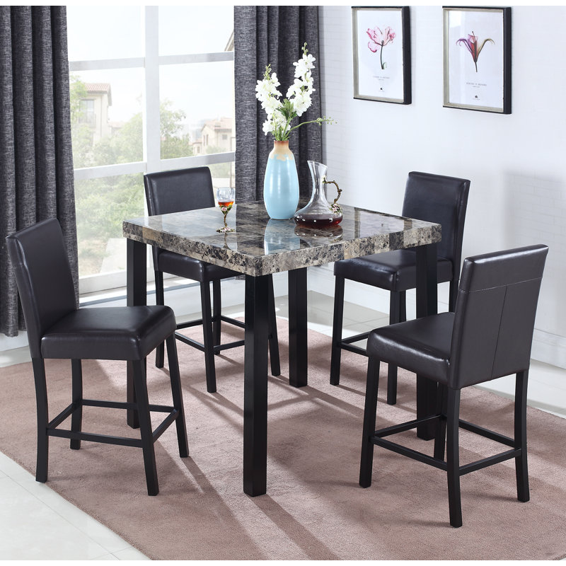 Pinkfringe Faux Marble Top Counter Height Table