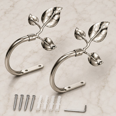 2-Piece Leaf-Shaped Aluminum Curtain Holdback Set