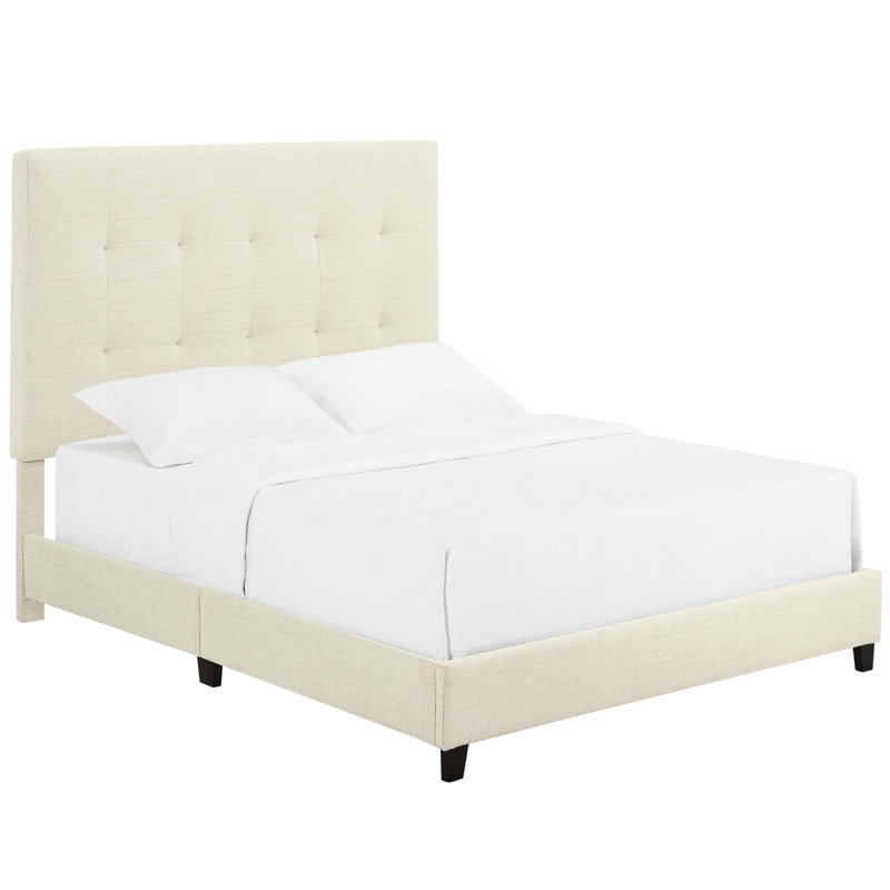 Grand lit transitionnel avec revêtement et pieds en bois massif revêtus de mousse beige