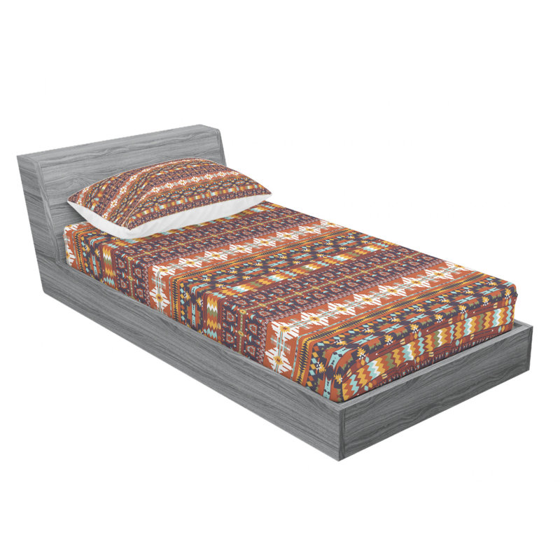 Microfiber Geometric Sheet Set, Twin XL Sheet Set with Fitted Sheet
