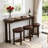 4-Piece Practical Espresso Solid Wood Set, 3 Upholstered Stools For Home Bar Living Room Leisure Nook-1317682429