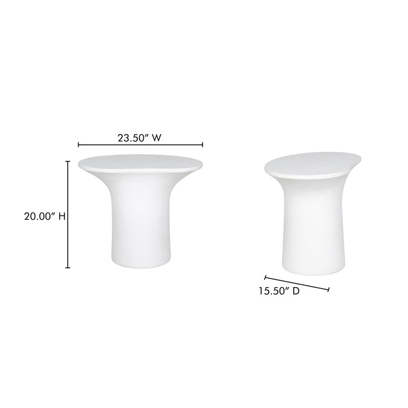 Yumi Outdoor Oval Side Table, White