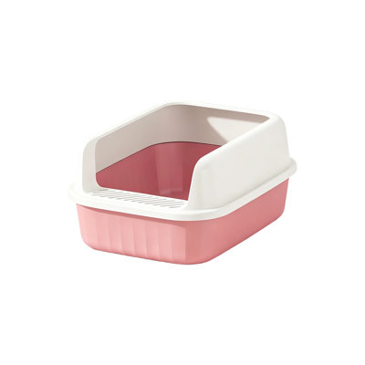 Semi-Enclosed Kitty Litter Box with Shovel, Pink