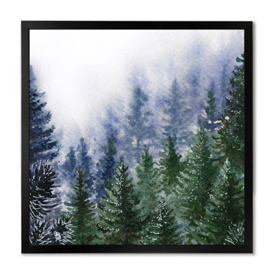 Forêt naturelle dans une scène de brouillard - peinture sur toile