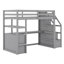 Lit mezzanine avec bureau et tablettes, tiroirs, escalier de rangement-617532053-617532052