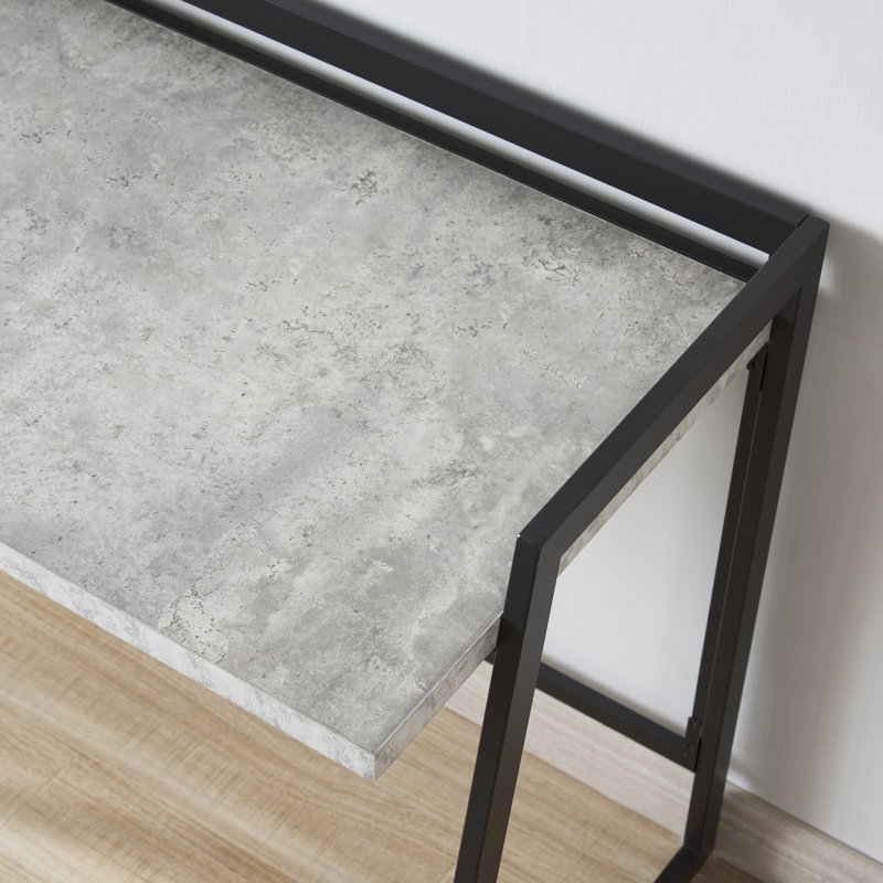 Naga Iron Computer Desk, Concrete/Gunmetal Gray