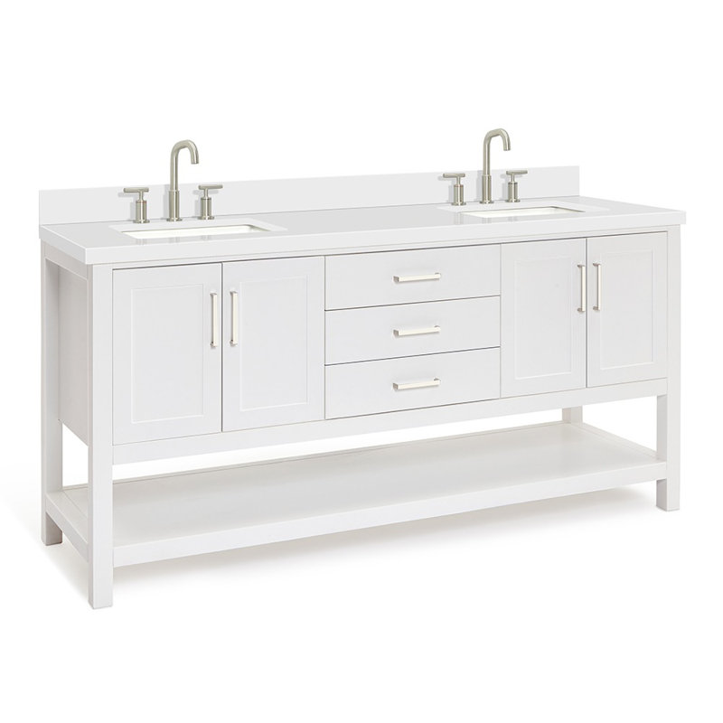 Ensemble de meuble-lavabo double 73 po Moille Bayhill, Blanc
