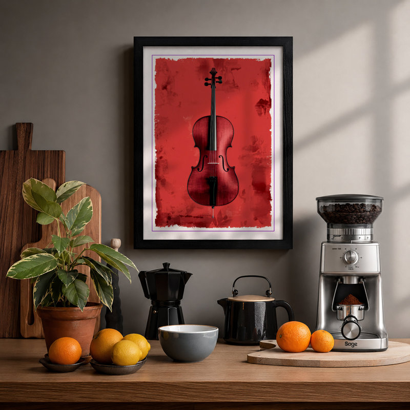 Weathered Cello Rustic - Framed Print, A1 - 84.1 x 59.4 cm, Black