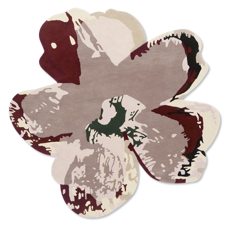Wool Abstract Area Rug in Ivory/Gray, Novelty 4'11" x 4'11"