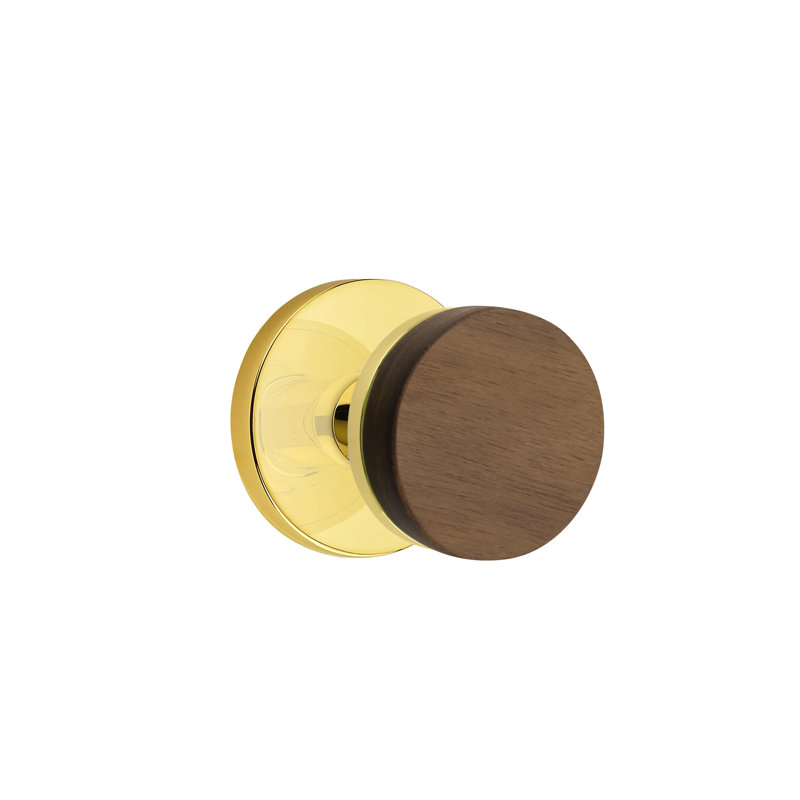 Ensemble de boutons d'intimité Emtek Select avec rosette à disque et tige conique, bouton en noyer foncé, Laiton non laqué