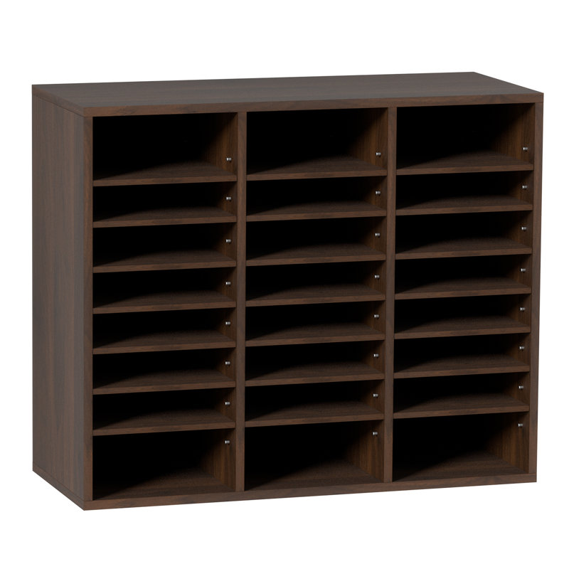Boîte aux lettres de bureau à compartiments avec tablettes réglables et trieuse de documents 29 x 12 x 24,4 pouces, Brun