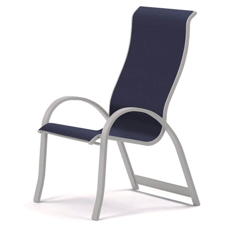 Aruba 1 Outdoor Dining Armchair, Textured Desert, Navy 13D Sunbrella®